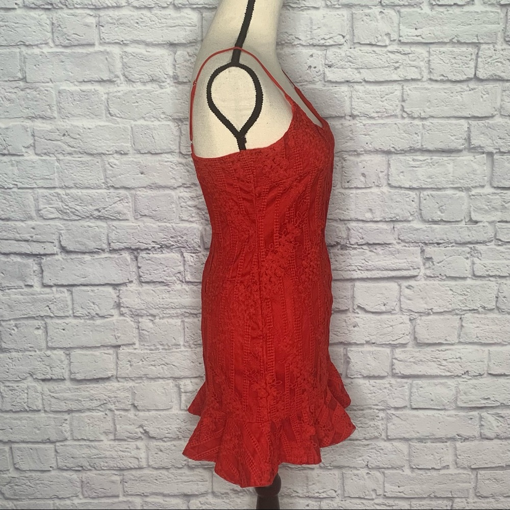 Hello Molly Red Mini Dress with Ruffle Hem - Picture 5 of 15